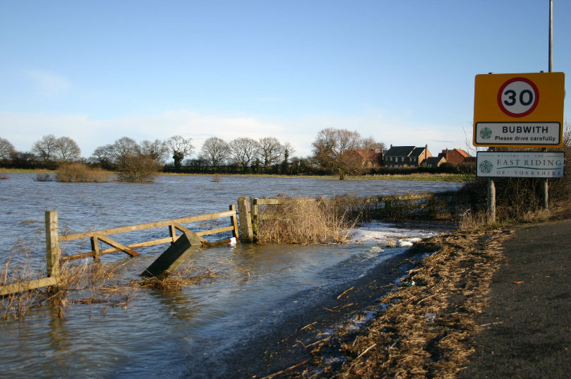 Flooded fields close to Bubwith Bridge, Copyright 2010, Carol Booth